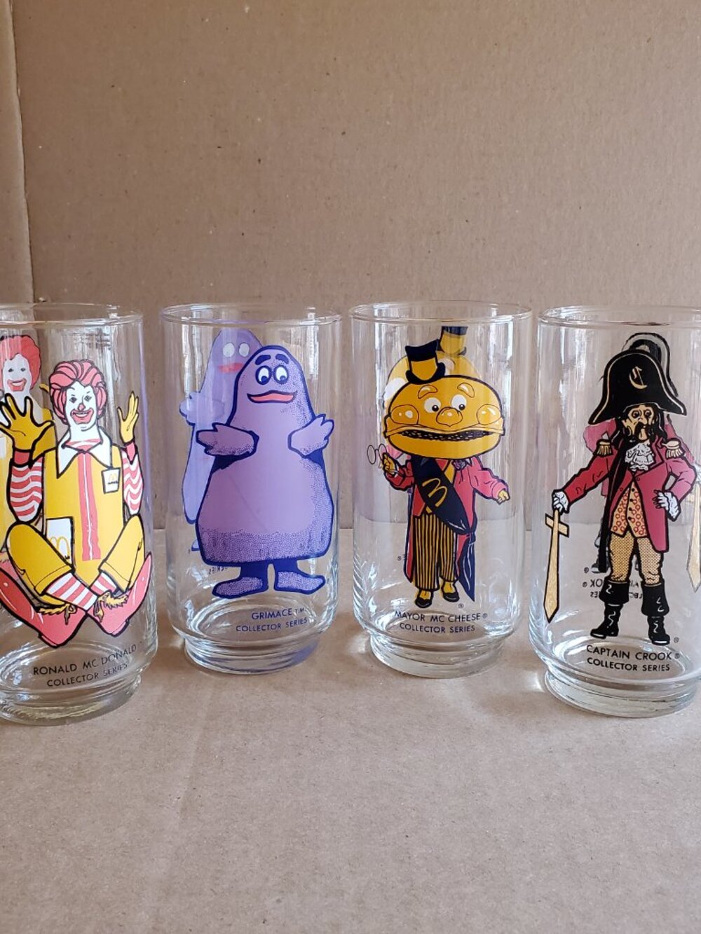 Vtg 1977 McDonalds Collector Series Glasses Grimace Ronald McCheese Captain